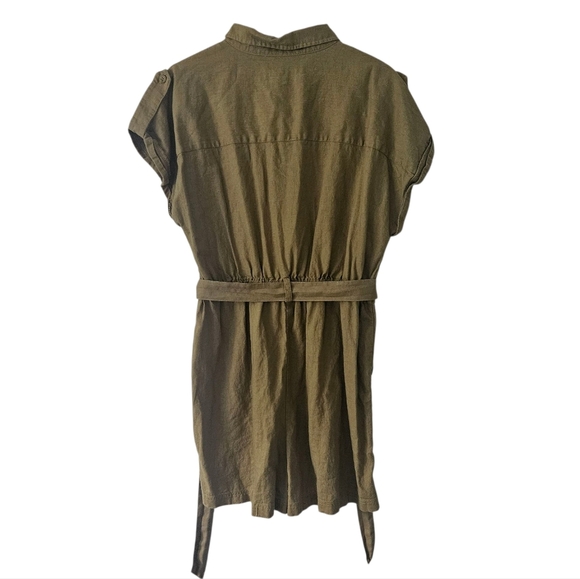 BB Dakota Olive Green Linen-Blend Short Sleeve Romper Size XL - Picture 5 of 12